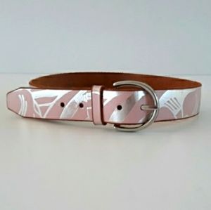 80s Armani Exchange silver printed pink leather belt S